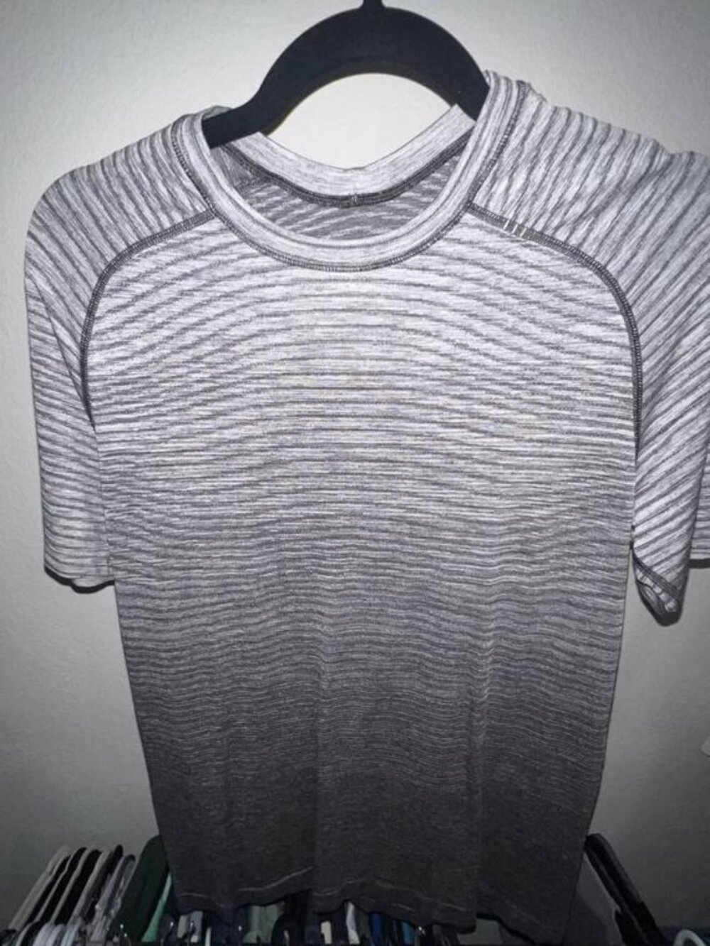 Lululemon Gray Striped Ombre Short Sleeve Tee